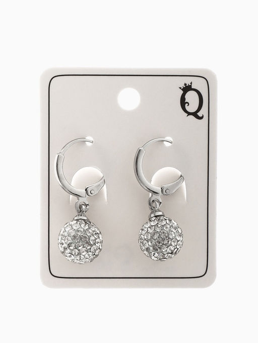 Серьги со стразами Шамбала сияние, белые в серебре