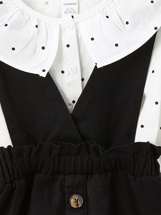 Bebe Yaka Uzun Kollu K?z Bebek Bluz ve Salopet Etek 2li Tak?m - Waikiki фото 2