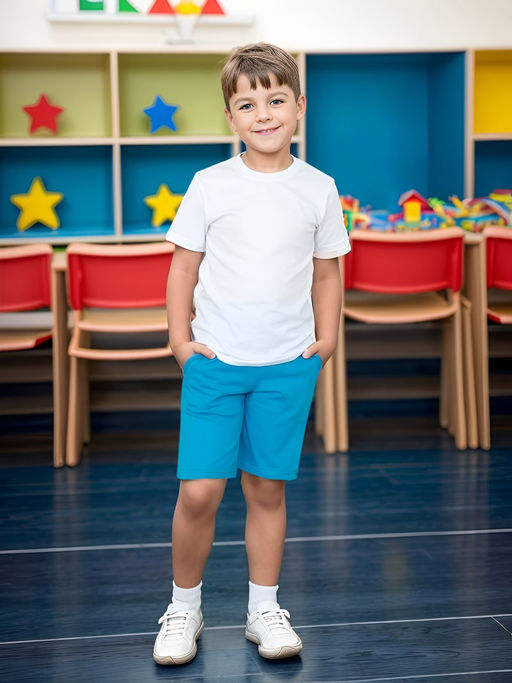 Детские шорты бирюзовые (голубые) 403 (140, 72)