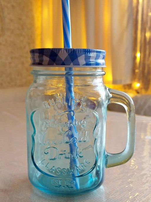 Кружка стекло, 450 мл, с крыш, с трубочкой, SDFG0114-1 (298236) - Daniks фото 6