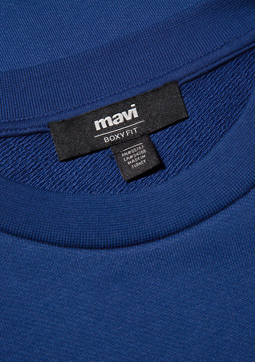 Bisiklet Yaka Mavi Basic Sweatshirt  фото 7
