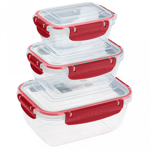 Контейнер для продуктов пластмассовый Мастер набор 3шт: 0,4л, 0,8л, 1,4л, прямоугольный, с клипсами, воздухонепроницаемый (герметичный), съемный силиконовый уплотнитель, подходит для СВЧ (Россия) - Домашняя мода фото 3