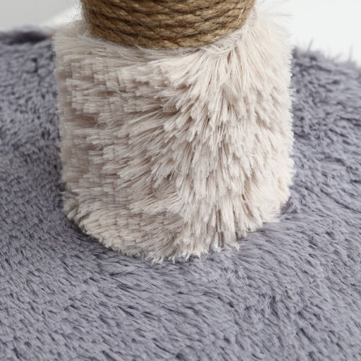 Домик для кошек с когтеточкой, с овальной полкой, 54 х 34 х 80 см, пушистый мех, джут, серый - Пижон фото 5