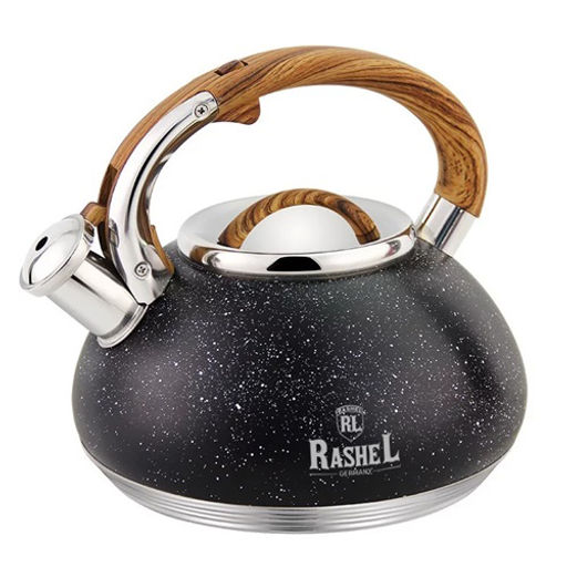 Чайник из нержавеющей стали 3 л со свистком,цвет: чёрный (М-7908) /Rashel/