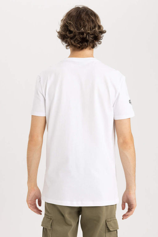 Облегающая футболка с коротким рукавом и круглым вырезом с принтом - Defacto фото 7