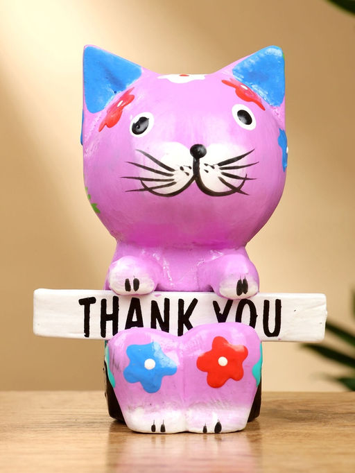 Сувенир «Кот с табличкой WELCOME», 8×5×10 см, дерево, сиреневый
