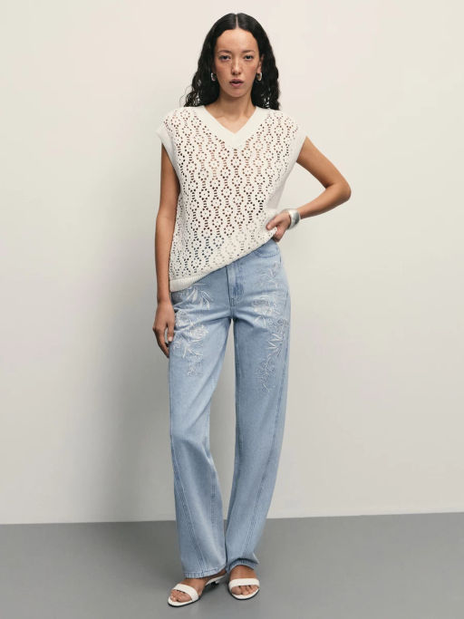 Топ из ажурной вязки из хлопка / Zarina  фото 9