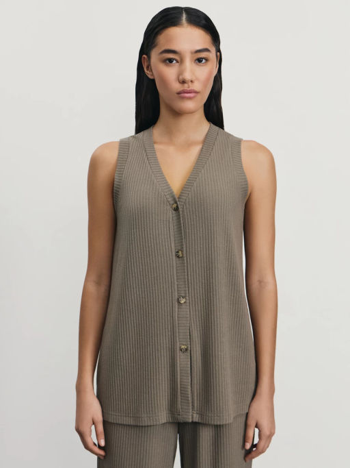 Трикотажный жилет в рубчик  / Zarina  фото 4