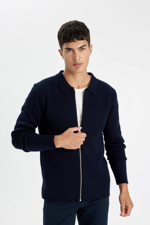 Кардиган стандартного кроя с воротником-поло - Defacto фото 3