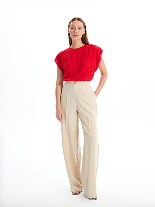 Bisiklet Yaka D?z K?sa Kollu Kad?n Bluz