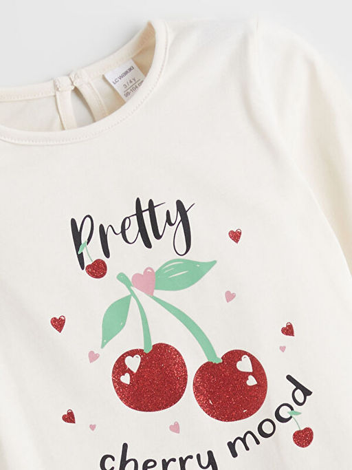 Bisiklet Yaka Bask?l? K?z ?ocuk Ti??rt