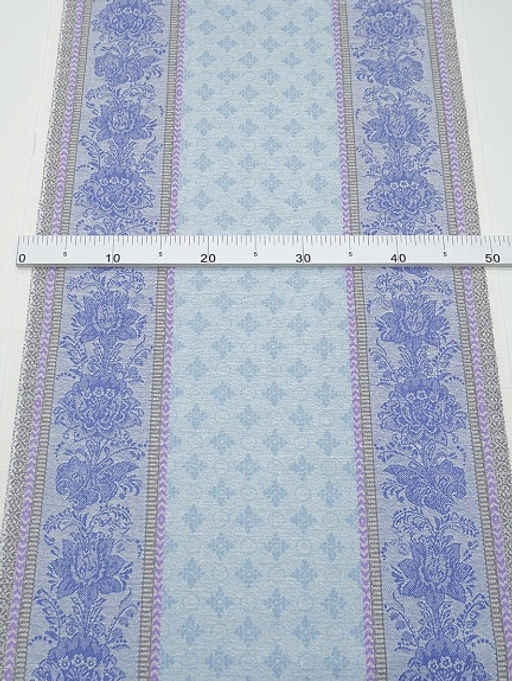 Холст полотенечный жаккард Валенсия цв.голубой/синий, ш.0.5м, лен-30%, хл-70%, 210гр/м.кв - Купава фото 3