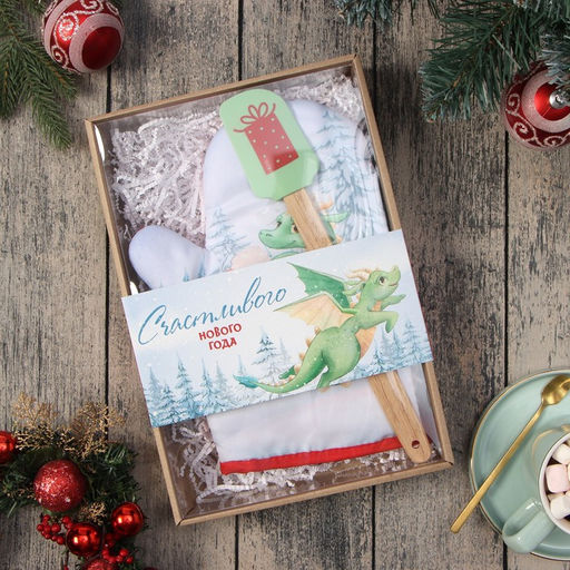 Набор подарочный Доляна Подарок : варежка-прихватка, лопатка силикон  фото 2