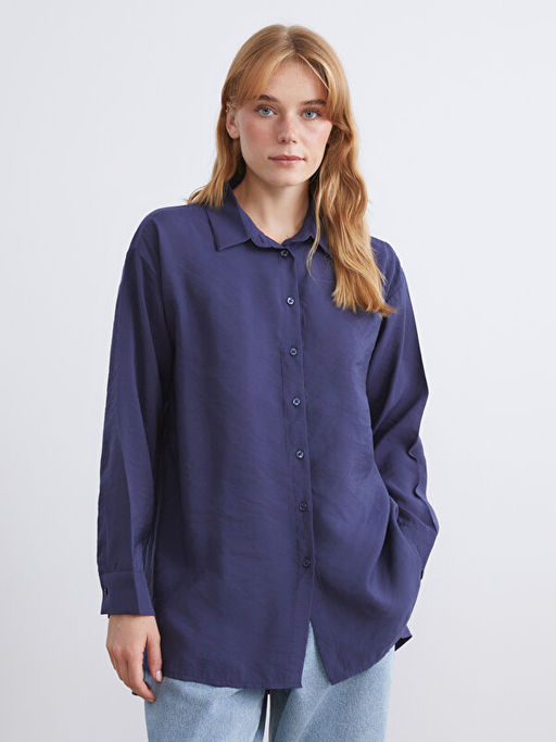 Oversize Modal Kar???ml? Kad?n G?mlek Tunik
