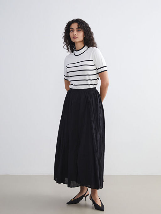 Dik Yaka ?izgili Kad?n Triko Kazak