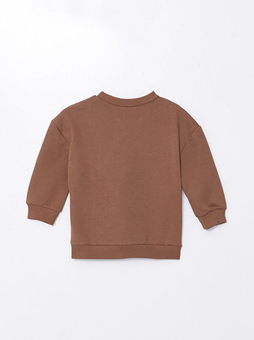 Bisiklet Yaka Uzun Kollu Bask?l? Erkek Bebek Sweatshirt