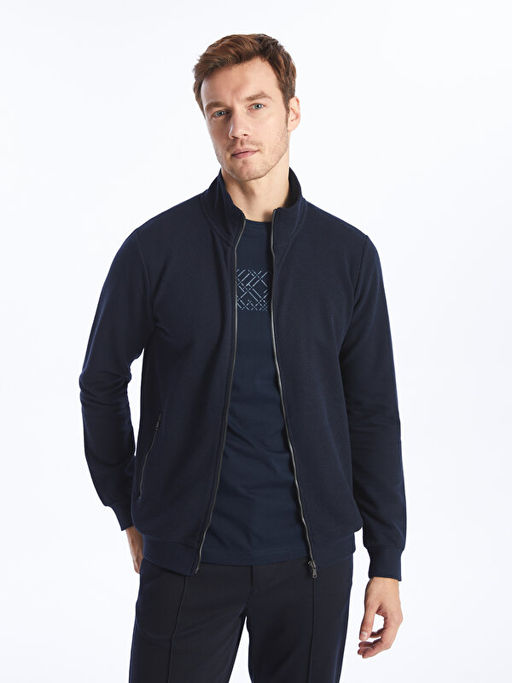 Dik Yaka Uzun Kollu Erkek Fermuarl? Sweatshirt