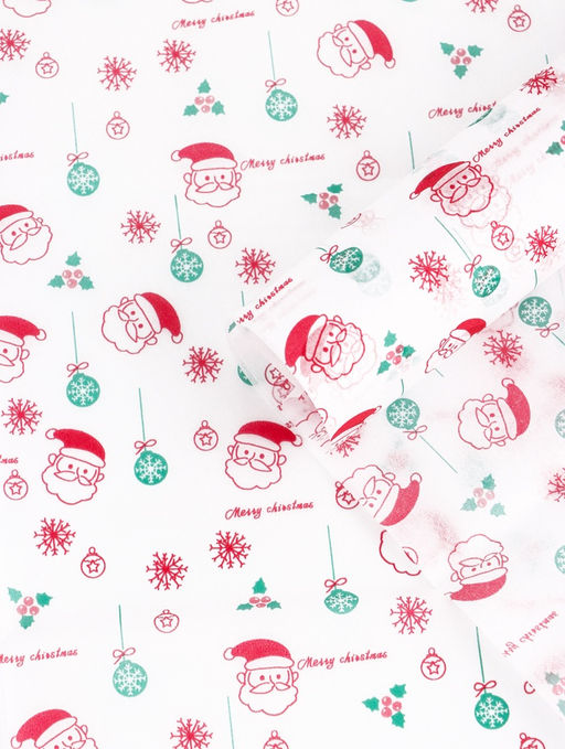 Цена за 10 шт. Бумага новогодняя упаковочная тишью Дед Мороз!, белая, 50?66 см