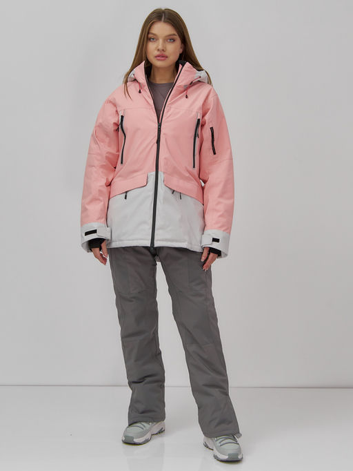 Горнолыжная куртка женская зимняя персикового цвета 7077P - Chunmai фото 8