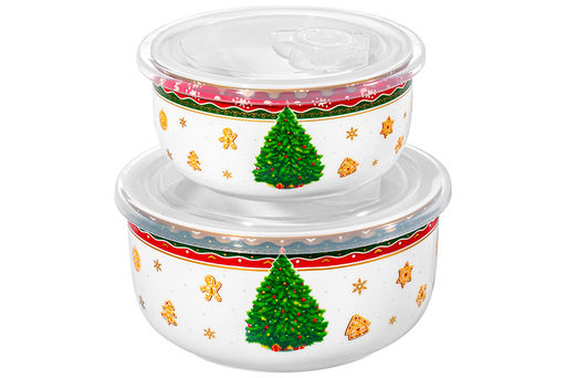 Набор 2 салатников 1 л 16*16*8,5 см + 500 мл 13,5*13,5*6,5 см Новогодняя ёлка NEW BONE CHINA - Elan gallery фото 6