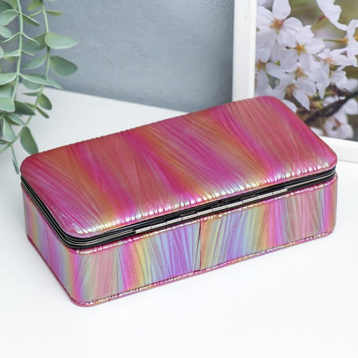 Шкатулка кожзам для украшений Полосы.Текстура. Красная переливы 6х9,8х18,5 см - Simaland фото 4