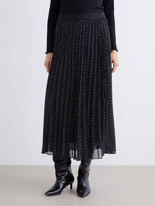 Beli Lastikli Puantiyeli Pileli ?ifon Etek