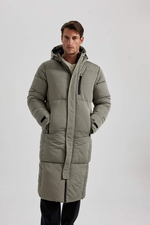 Водоотталкивающая парка-пуховик стандартного кроя с капюшоном - Defacto фото 3