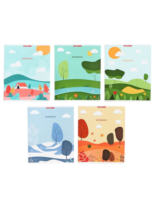 Тетрадь 48 листов, в клетку «Времена года», мелованный картон, МИКС