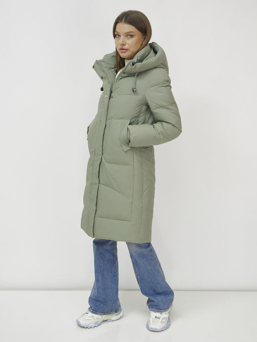 Куртка зимняя с капюшоном удлиненная стеганная зеленого цвета 9650Z - Mtforce фото 3