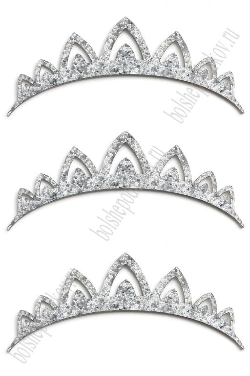 Лазерная вырубка из кожзама "Корона №5" 14*6,5 см (5 шт) серебро, несклеенная