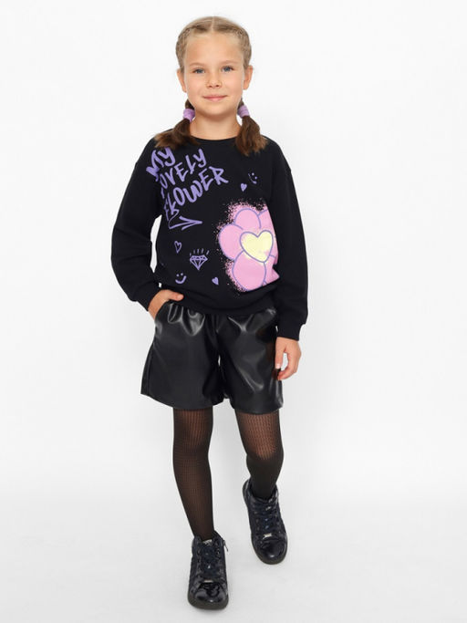 CRB wear/CWKG 63727-22-389 Джемпер для девочки,черный/Ex.Cherubino  фото 3