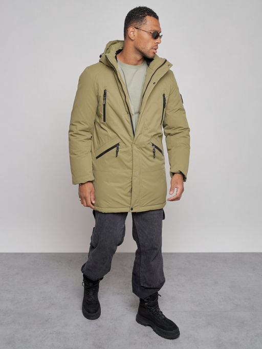 Парка мужская зимняя удлиненная молодежная зеленого цвета 8305Z - Wonderrman фото 9
