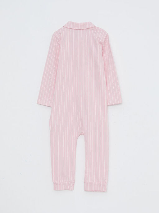 Polo Yaka Uzun Kollu ?izgili Pamuklu K?z Bebek Tulum - Waikiki фото 2