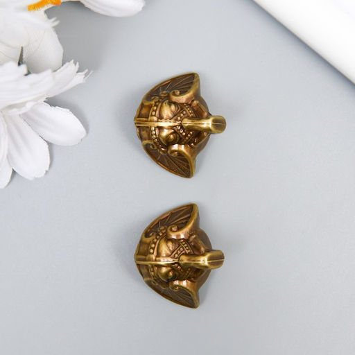 Цена за 2 шт. Уголок (ножка) для шкатулки пластик Голова слона бронза 2,8х2,3 см - Арт узор фото 2