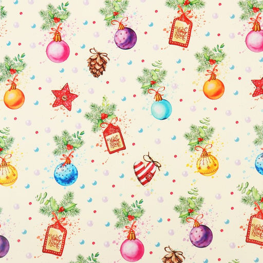 Цена за 10 шт. Бумага упаковочная новогодняя глянцевая Шарики, 50?70 см