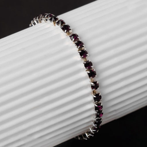 Браслет со стразами «Лёд» 1 ряд, цвет тёмно-фиолетовый в серебре, L=7 см