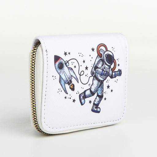 Кошелёк на молнии «Космонавт», маленький, детский, белый