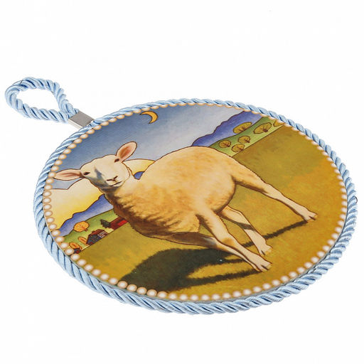 Подставка под горячее (панно) "Ферма" д16см h0,8см, керамика, фотопечать с глазурью, подложка пробковое дерево, кант атласный шнур, в упаковке (Китай)