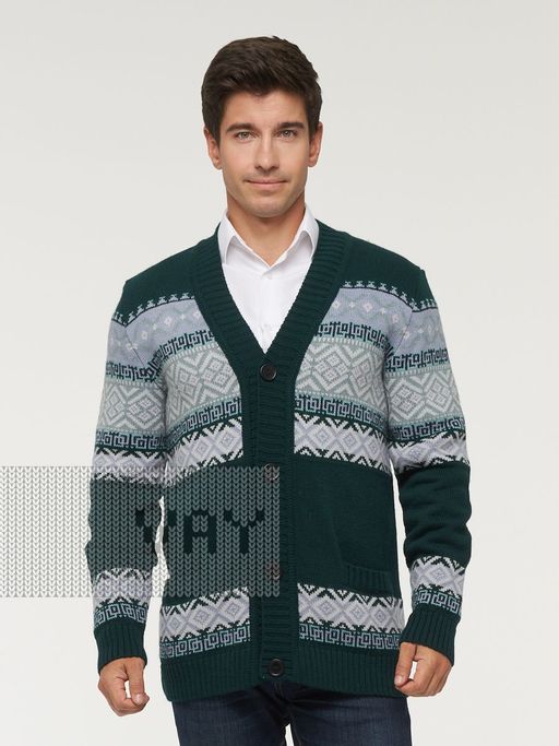 Жакет мужской 222-11039. 245/10054/31/01/18-5610/66/03 деним/белый/зимнее утро/аквамарин/сталь - Vay фото 3