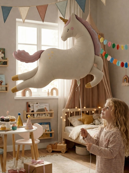 Воздушный шар фольгированный 45" «Нежный единорог»