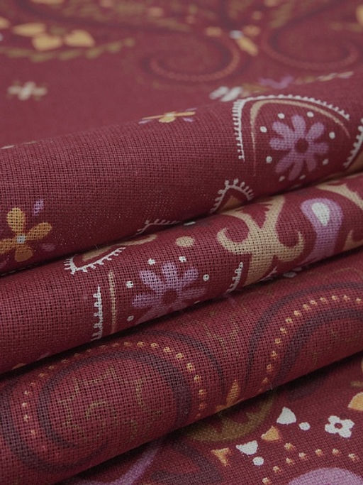 Ситец Восточные узоры (Гол. платок 0.95м*0.95м) цв.бордо, СОРТ2, ш.0.95м, хл-100%, раппорт 1.0м - Купава фото 4