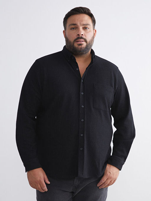 B?y?k Beden Dokulu Erkek G?mlek