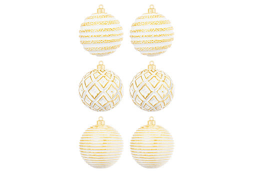 Набор 6 новогодних шаров 8*8 см Золотой винтаж шампань с эффектом старины - Elan gallery фото 4