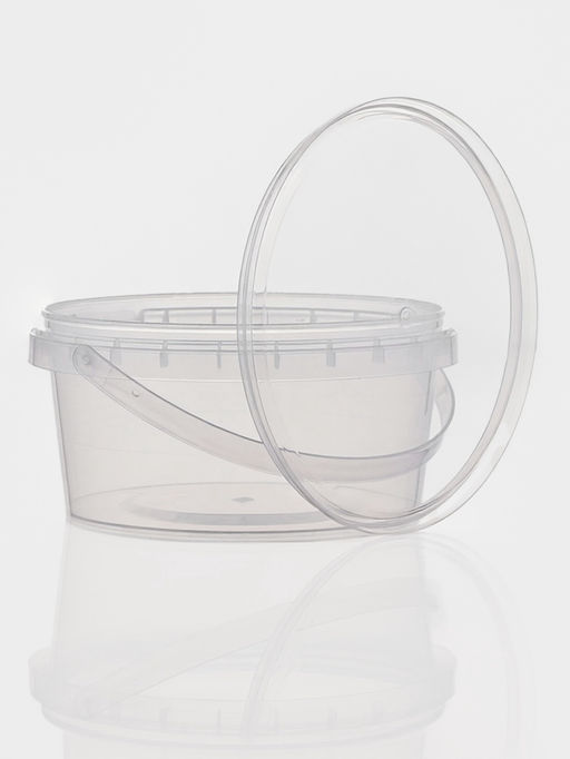 Цена за 225 шт. Ведро одноразовое с крышкой, 500 мл, d=12.2 см, h=6 см, пластик, прозрачное