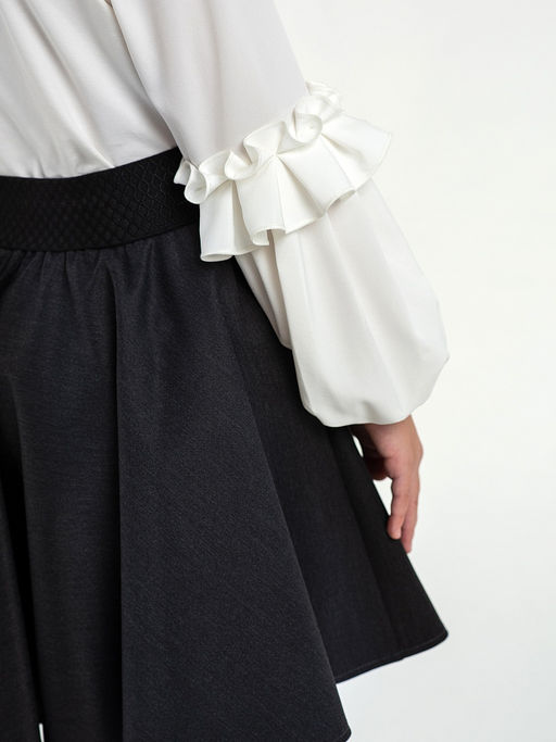 Молочная трикотажная школьная блузка для девочек Mooriposh, модель 06218  фото 8