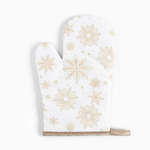Кухонный набор Доляна. Снежинки: прихватка 17?17 см, варежка 26?16 см, фартук 70?80 см, золотой, 100% п/э