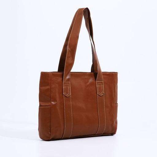 Сумка-шопер на молнии цвет коричневый - Simaland фото 3