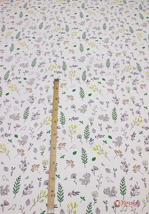 Поплин Гербарий с птичками, ш.2.2м, хлопок-100%, 110гр/м.кв - Купава фото 2