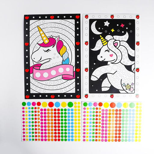 Аппликация наклейками Единорог, 2 картинки - основы, 2 листа наклеек - Simaland фото 2