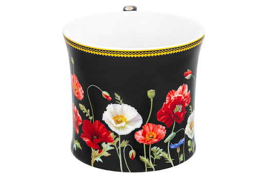 Кружка 250 мл 11,8*8,5*7,5 см "Маки на чёрном" NEW BONE CHINA